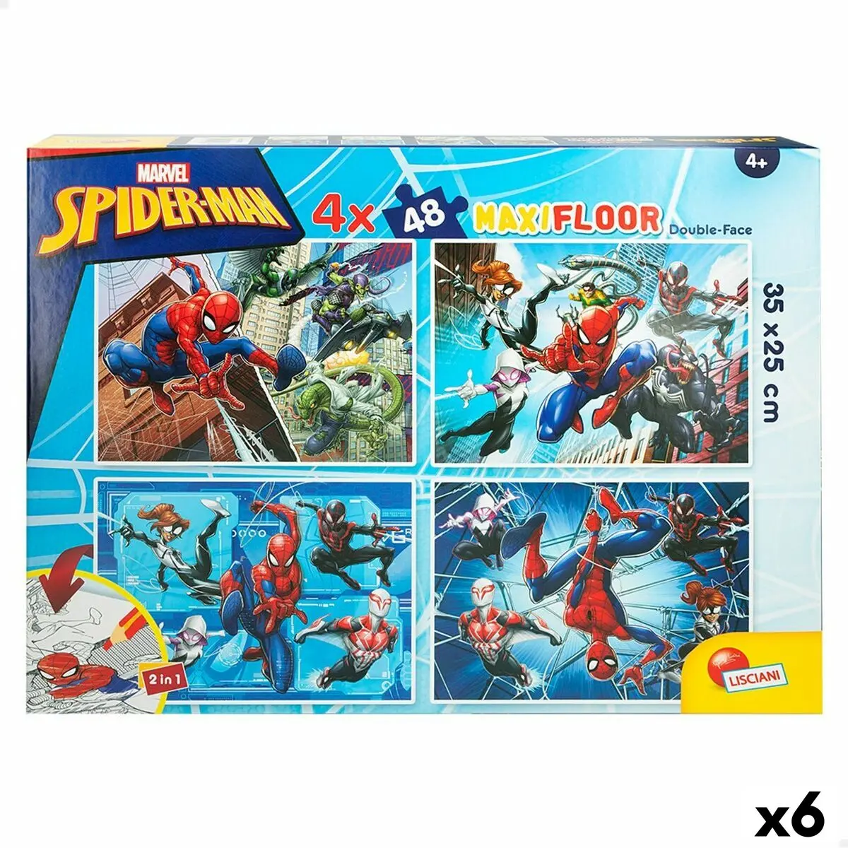 Puzzle per Bambini Spider-Man Double-face 4 in 1 48 Pezzi 35 x 1,5 x 25 cm (6 Unità)