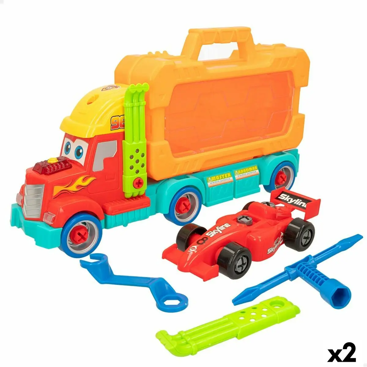 Camion Porta-veicoli Colorbaby 43 x 23,5 x 10,5 cm (2 Unità)