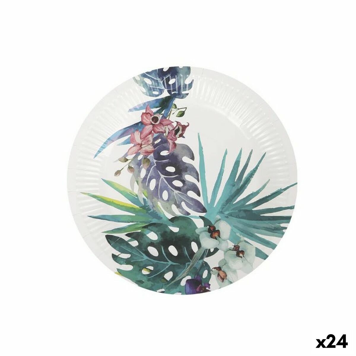Set di piatti Algon Monouso Cartone Tropicale 10 Pezzi 20 cm (24 Unità)