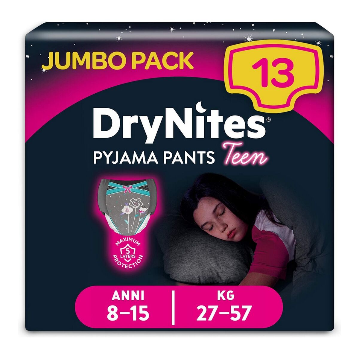 Confezione di Slip da Bambina DryNites Pyjama Pants Teen (13 uds)