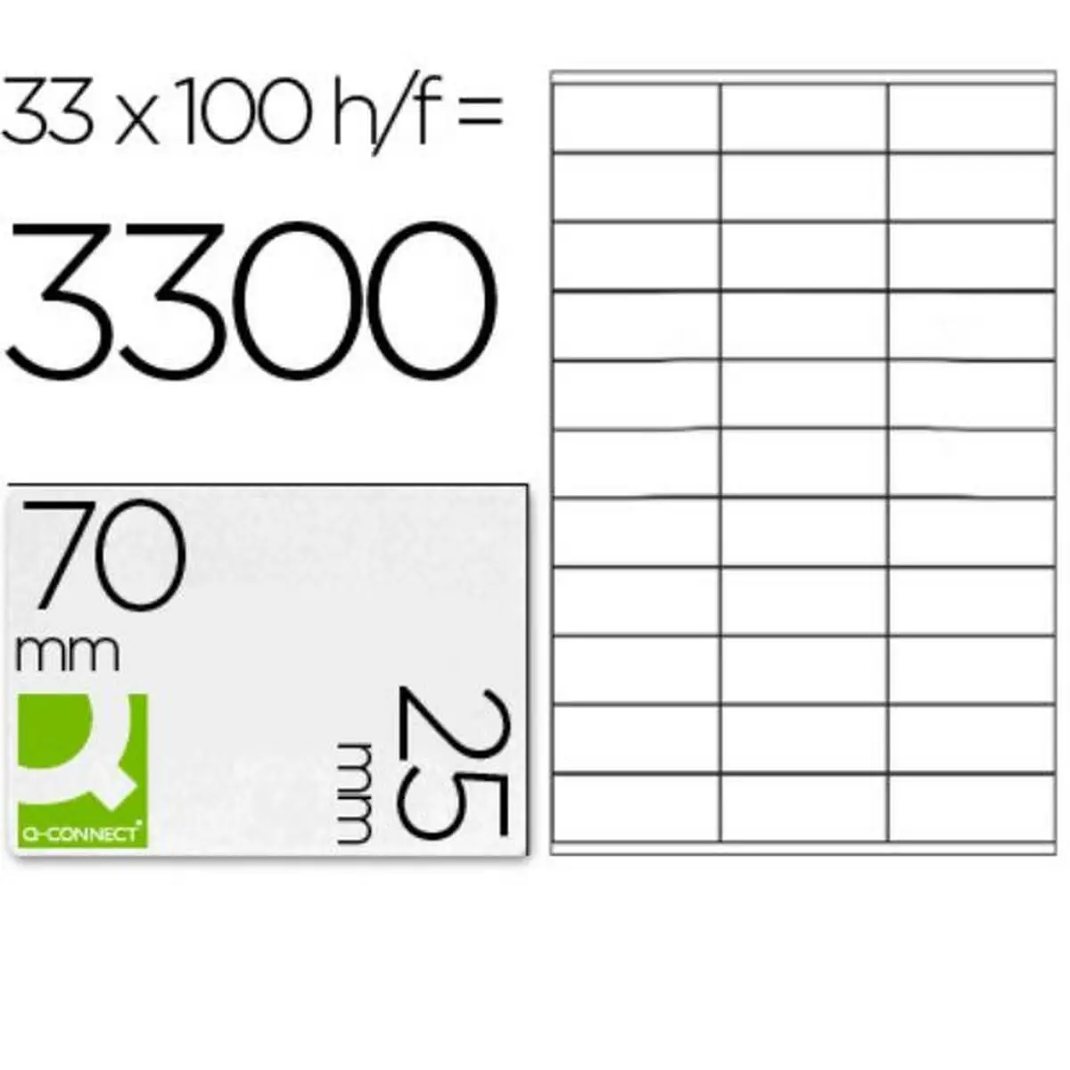 Etichette adesive Q-Connect KF10640 Bianco 100 fogli 70 x 25 mm