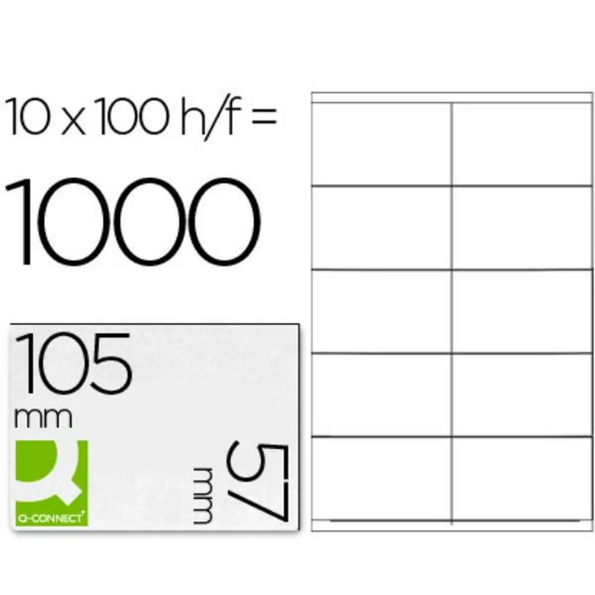 Etichette adesive Q-Connect KF10658 Bianco 100 fogli 105 x 57 mm