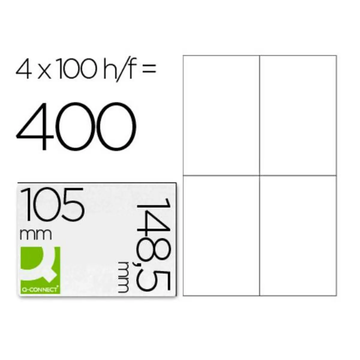 Etichette adesive Q-Connect KF10660 Bianco 100 fogli 105 x 148 mm