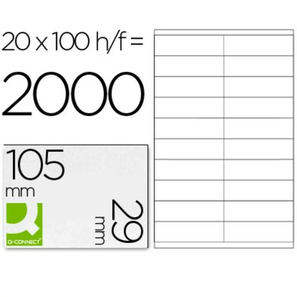 Etichette adesive Q-Connect KF26093 Bianco 100 fogli 105 x 29 mm
