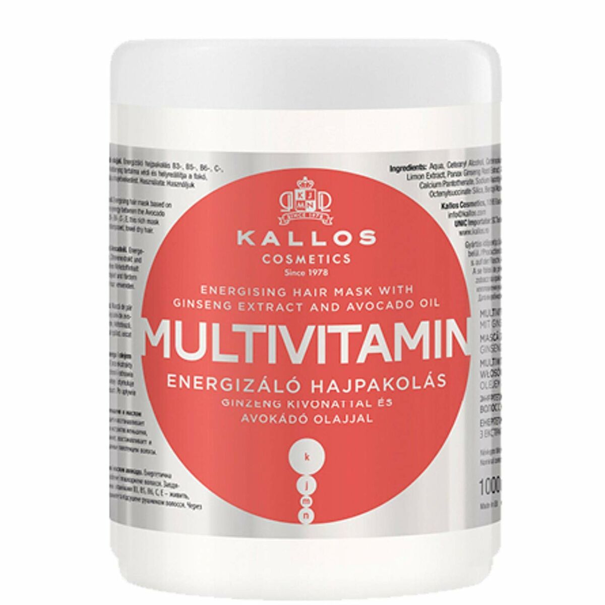 Maschera per Capelli Nutriente Kallos Cosmetics Multivitamin 1 L
