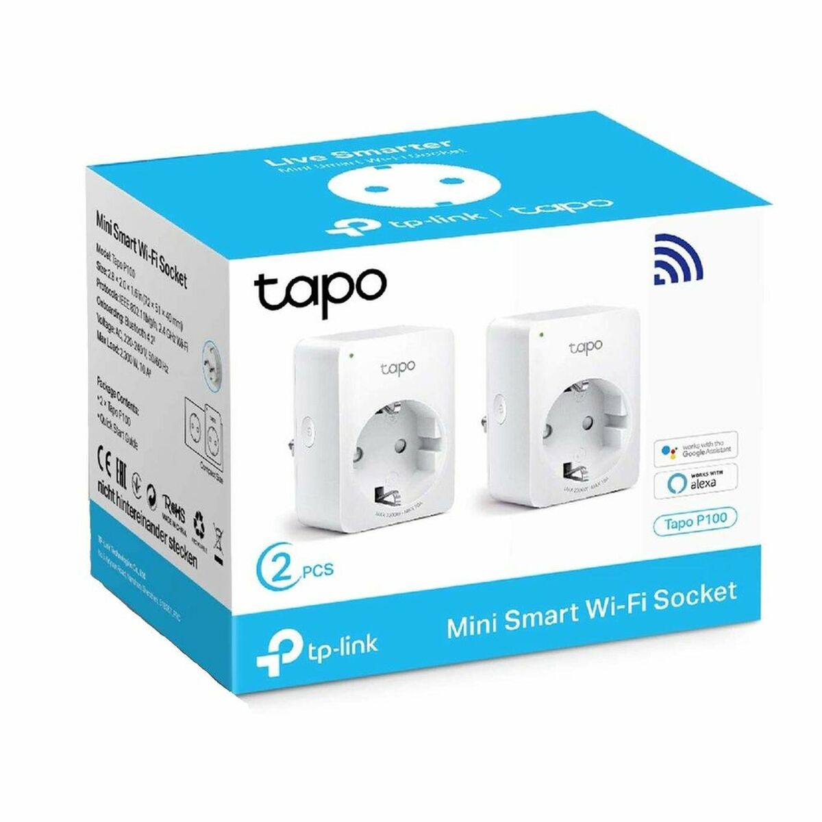 Presa Intelligente TP-Link MINI SMART Tapo P100 2900W WiFi Bianco (2 uds)