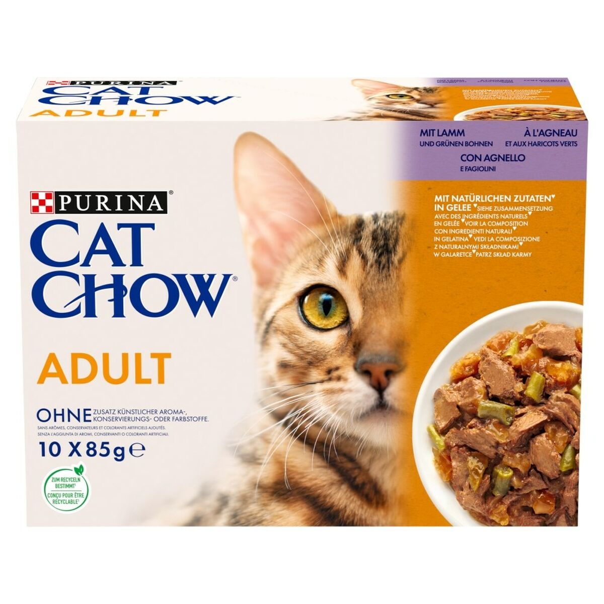 Cibo per gatti Purina Cat Chow Adult 1+ Agnello 10 x 85 g