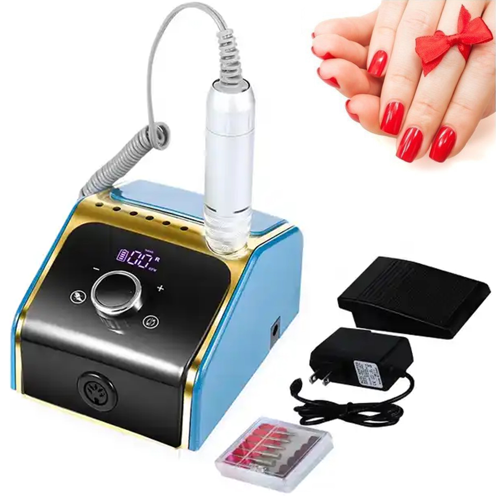 Fresa Elettrica per Unghie Lima Blu Manicure Pedicure 6 Accessori Professionale (1)