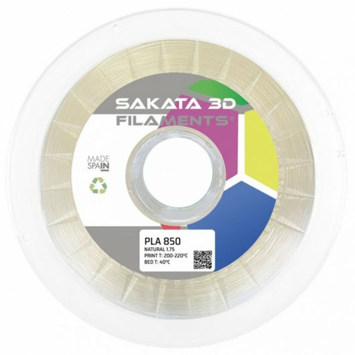 Bobina di Filamento Sakata 3D PLA 3D850 Trasparente Ø 1,75 mm