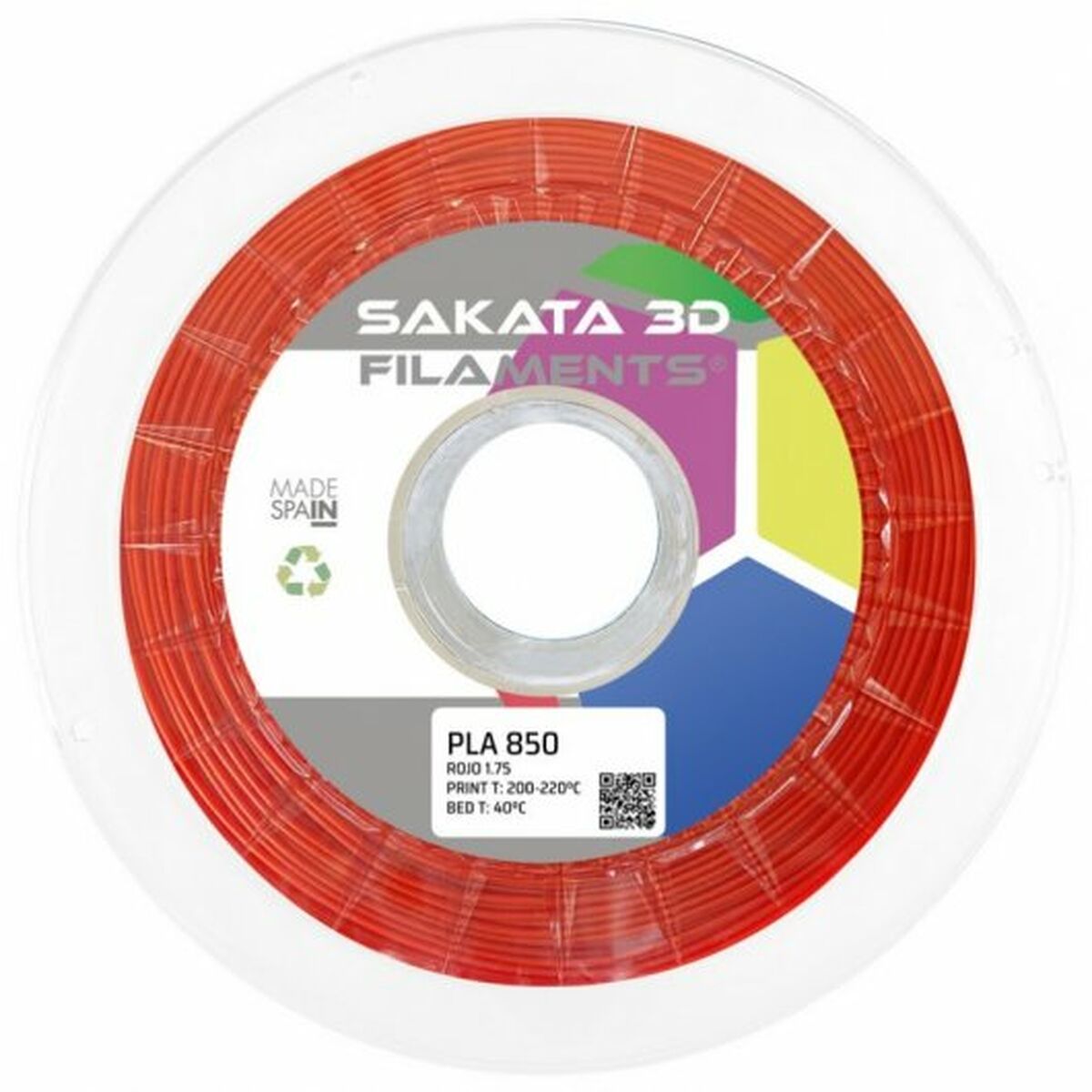 Bobina di Filamento Sakata 3D PLA 3D850 Rosso Ø 1,75 mm