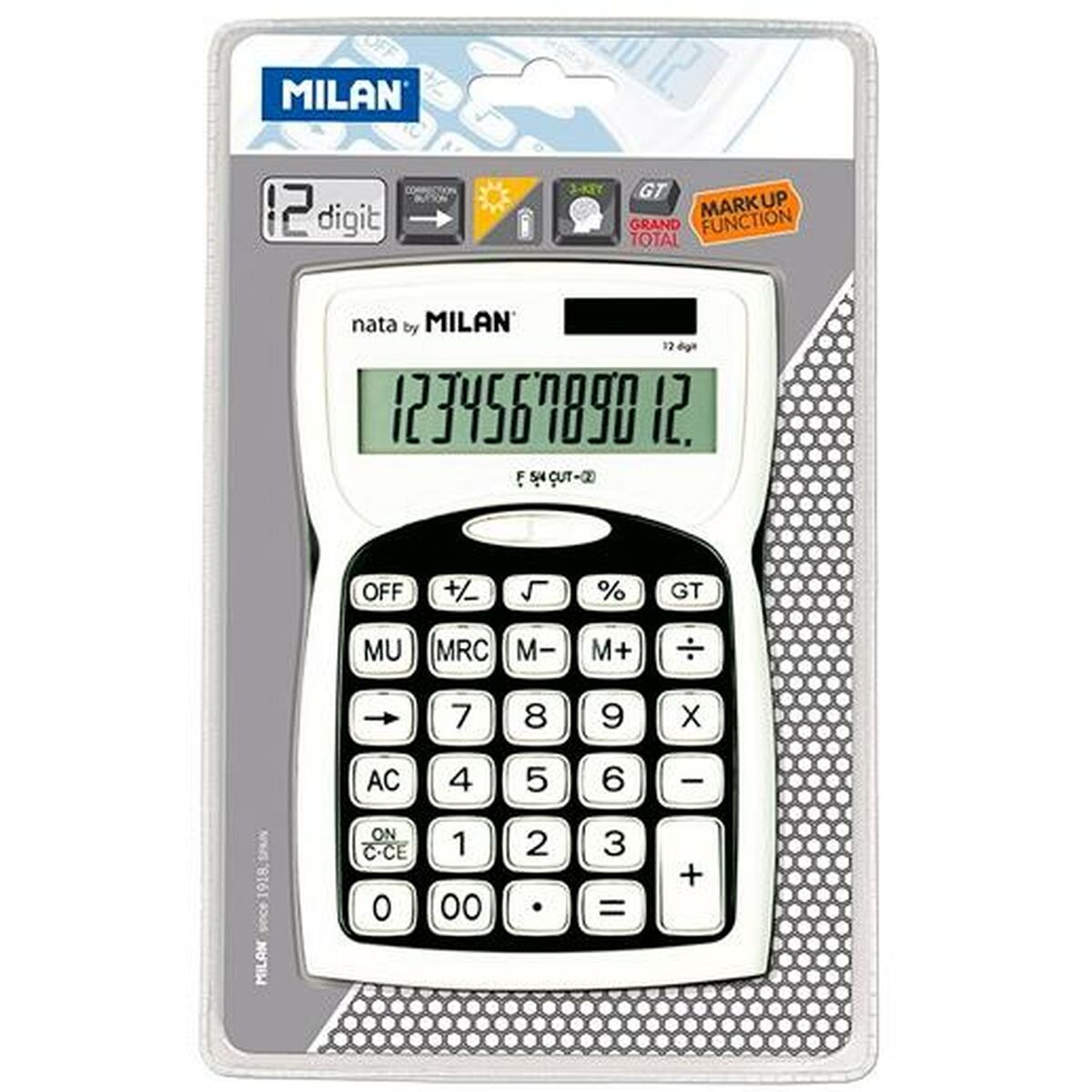Calcolatrice Milan Bianco Nero 15,2 x 10 x 3,7 cm