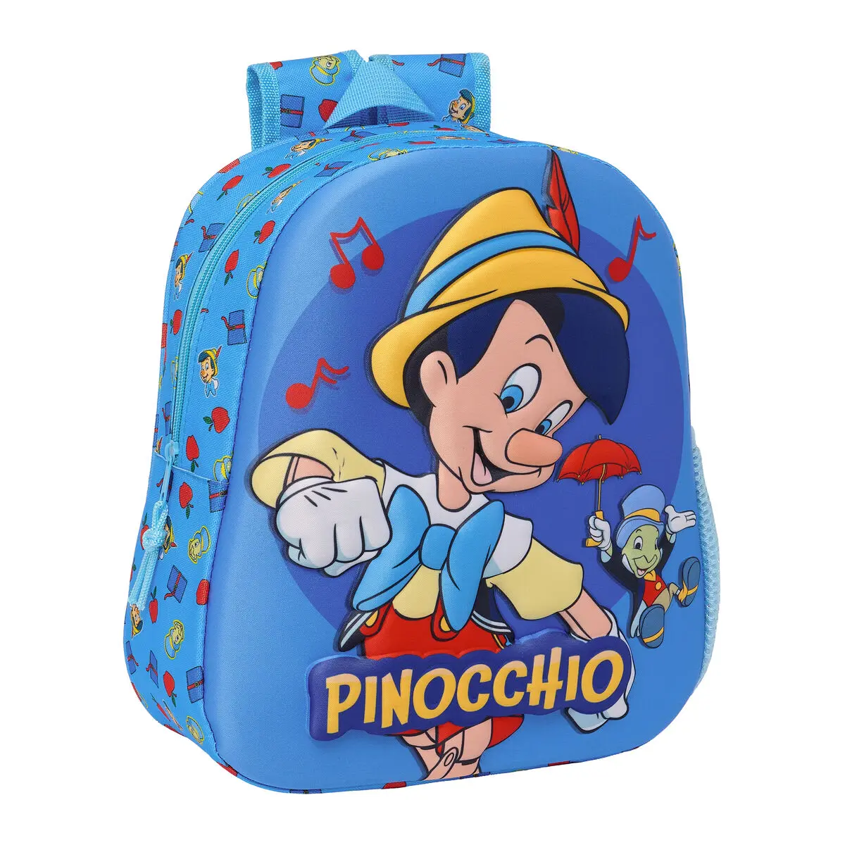 Zaino per Bambini 3D Clásicos Disney Pinochio Azzurro 27 x 33 x 10 cm