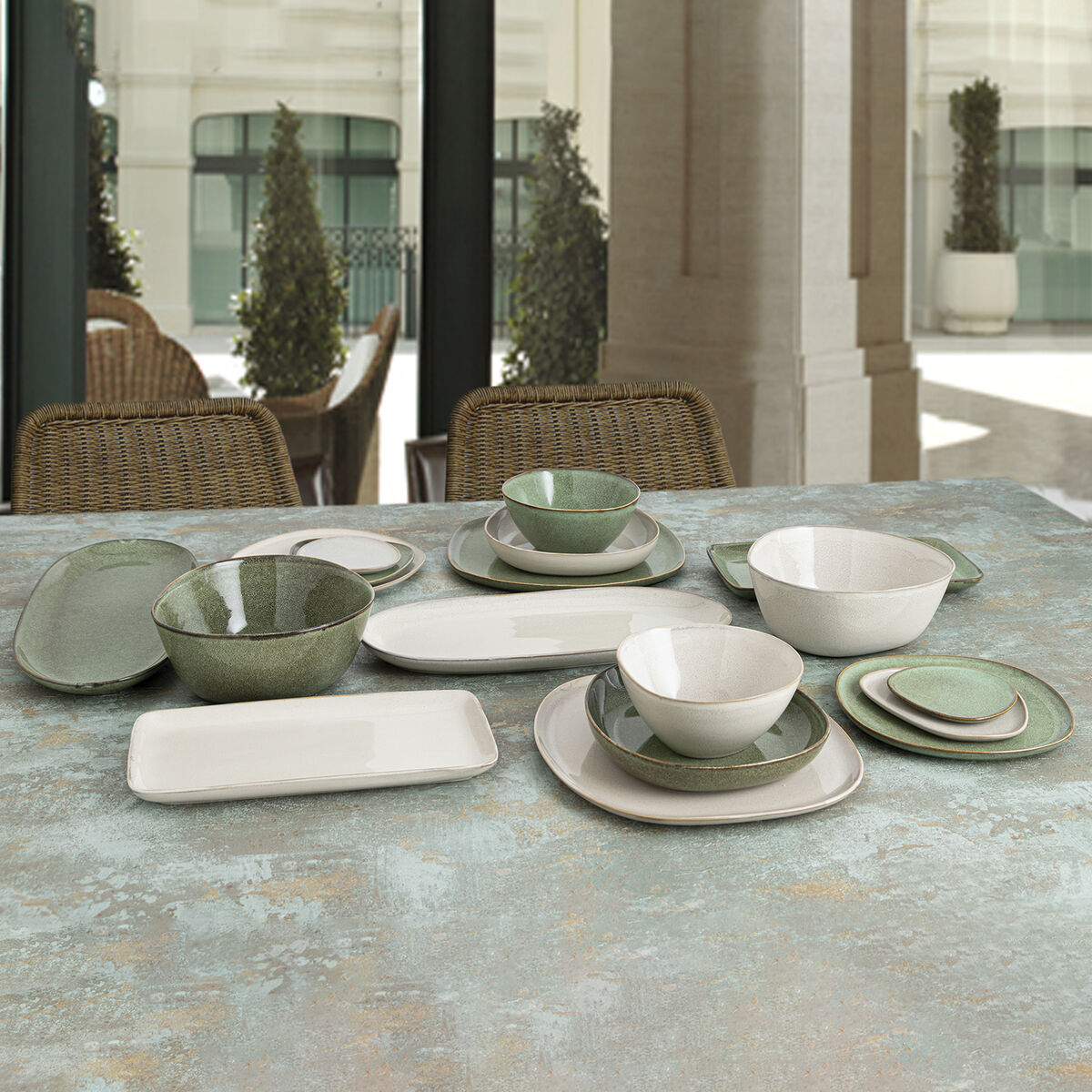 Piatto da pranzo Bidasoa Ikonic Verde Ceramica 14 x 13,6 cm (12 Unità) (Pack 12x)