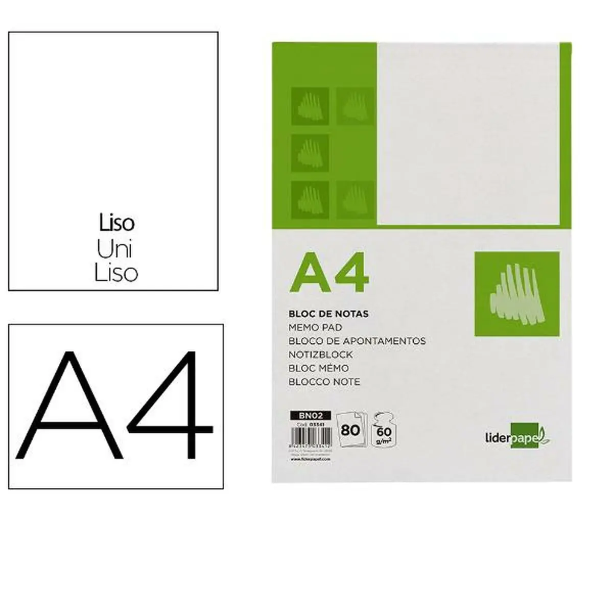 Block Notes Liderpapel BN02 Bianco A4 80 Pagine