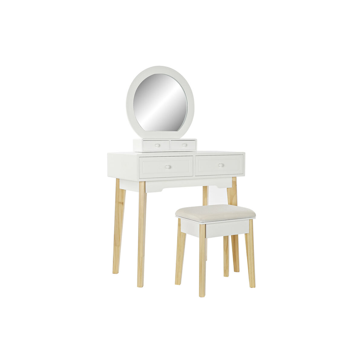 Toeletta DKD Home Decor Bianco Naturale Specchio Legno MDF 75 x 40 x 129 cm