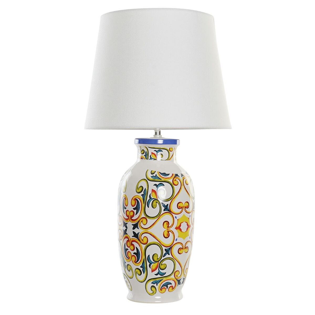Lampada da tavolo DKD Home Decor Ceramica Lino Bianco (34 x 34 x 67 cm)