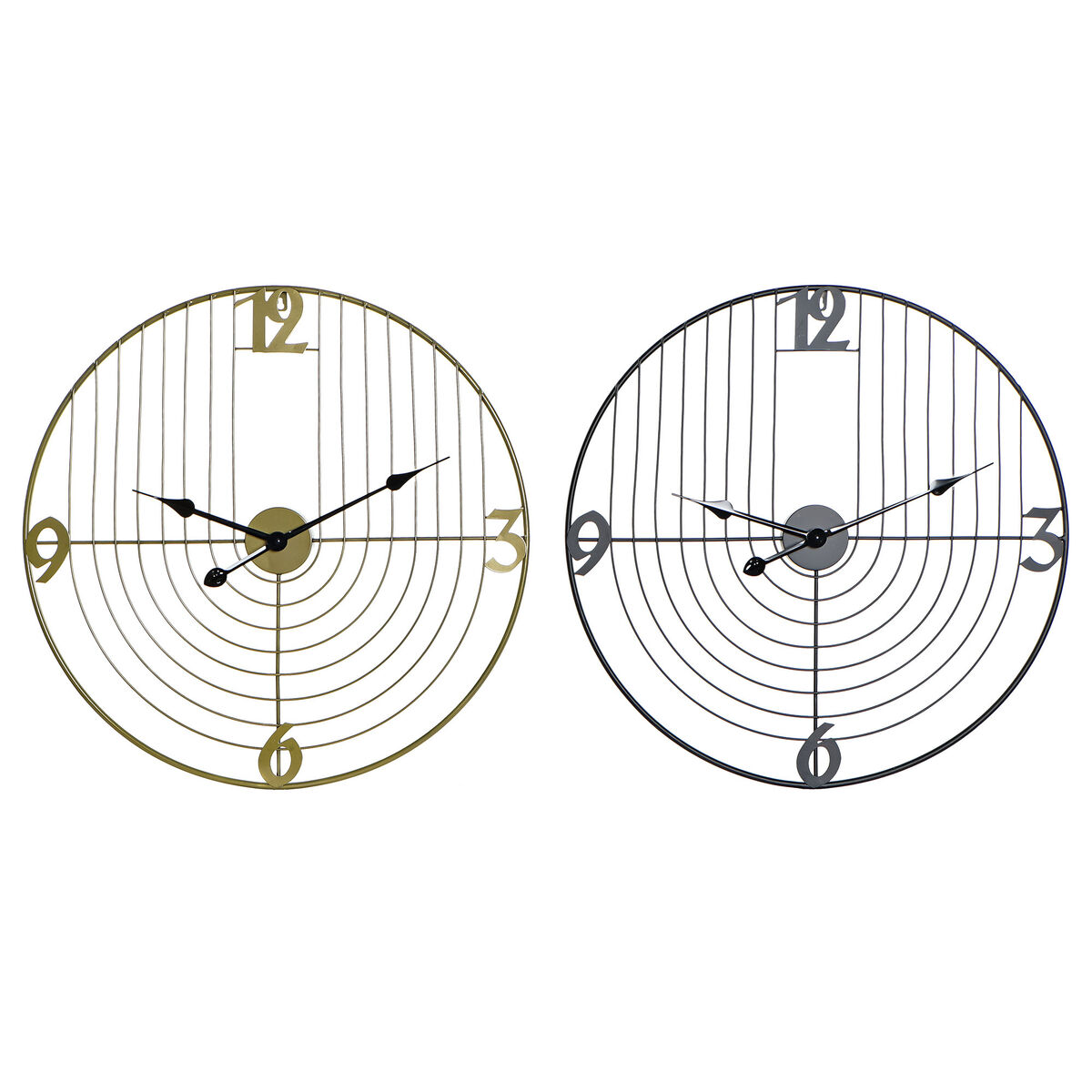 Orologio da Parete DKD Home Decor Nero Dorato Metallo 60 x 3 x 60 cm Moderno (2 Unità)