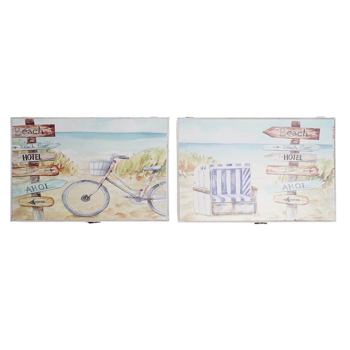 Tappi DKD Home Decor Contatore Spiaggia Legno MDF 2 Unità 46,5 x 6 x 31,5 cm