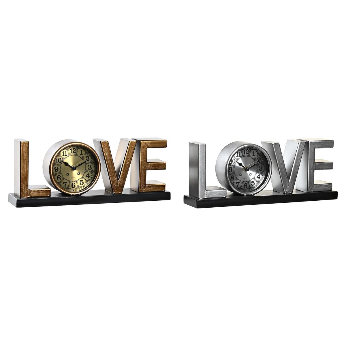 Orologio da Tavolo DKD Home Decor Love Rame 39 x 8 x 15 cm Argentato Ferro Loft (2 Unità)