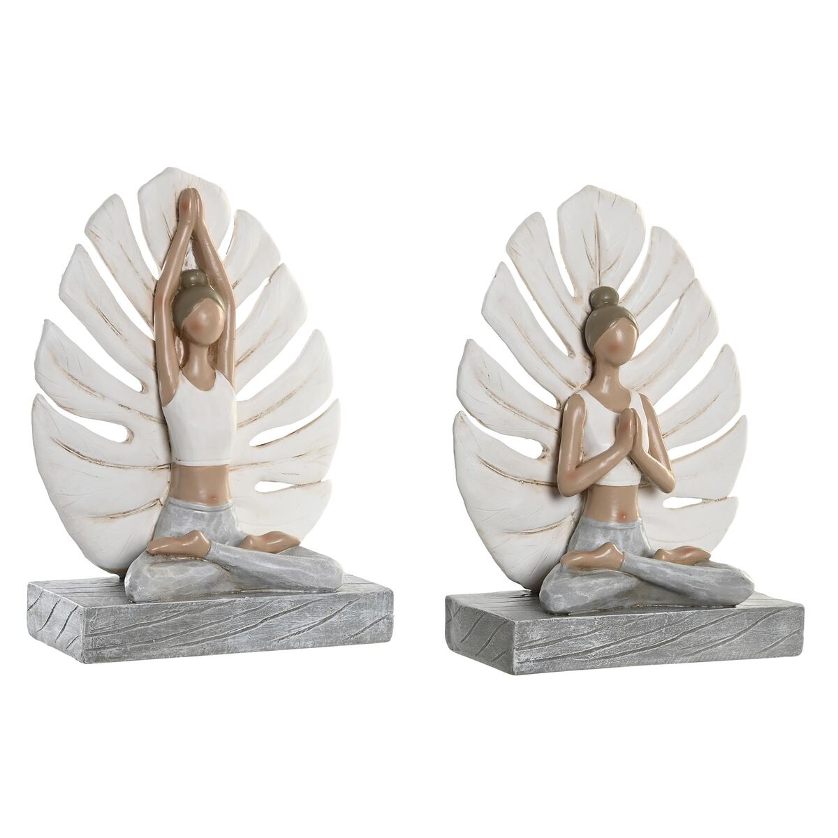 Statua Decorativa DKD Home Decor 16 x 7,5 x 21 cm Grigio Bianco Yoga (2 Unità)