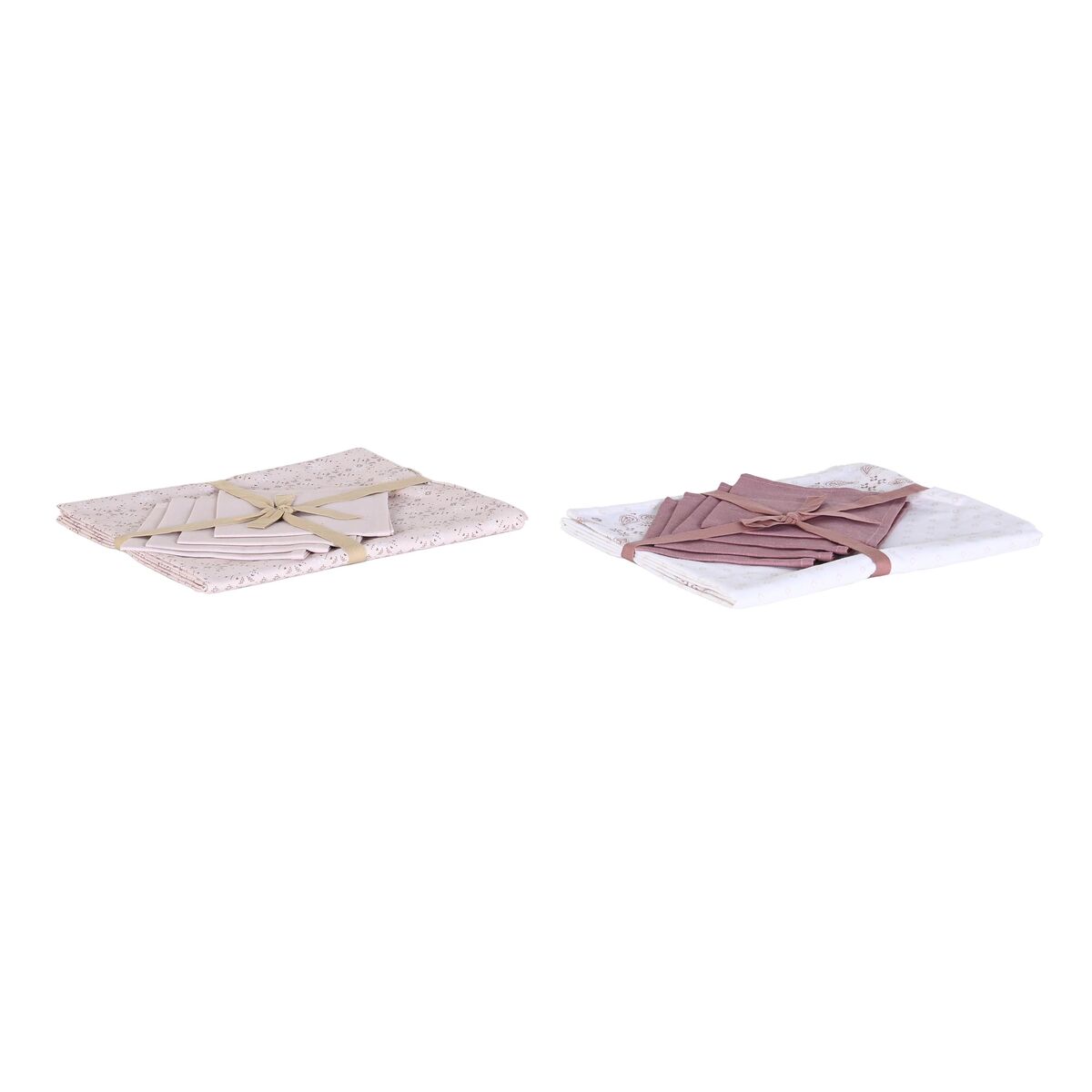 Tovaglia e tovaglioli DKD Home Decor 150 x 150 x 0,5 cm Rosa Bianco (2 Unità)