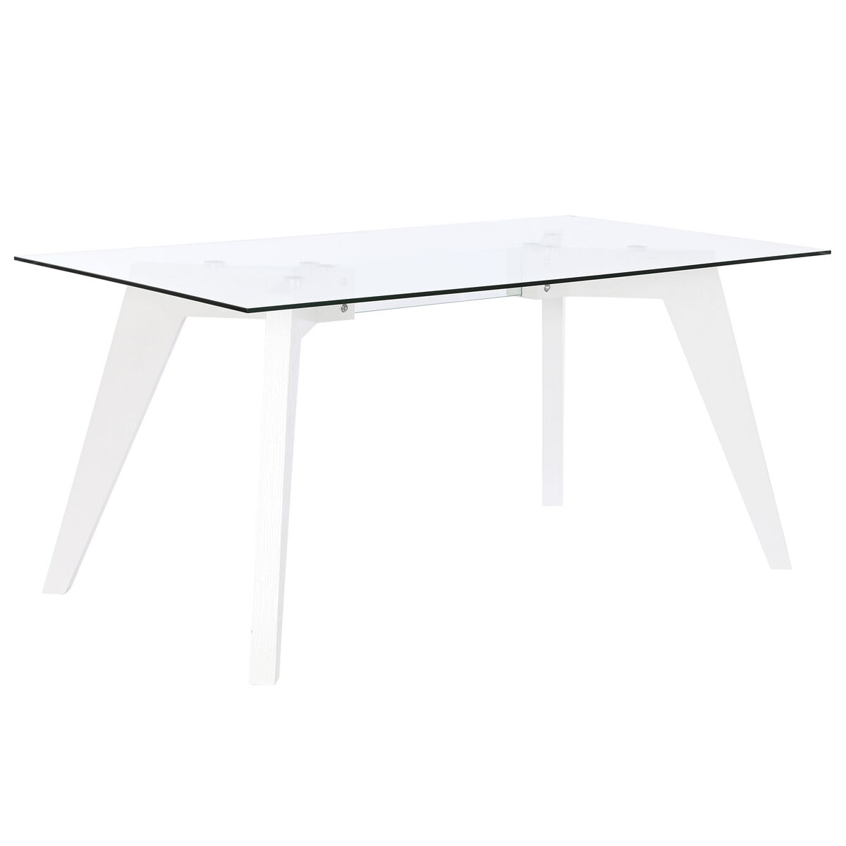 Tavolo da Pranzo DKD Home Decor Bianco Trasparente Cristallo Legno MDF 160 x 90 x 75 cm