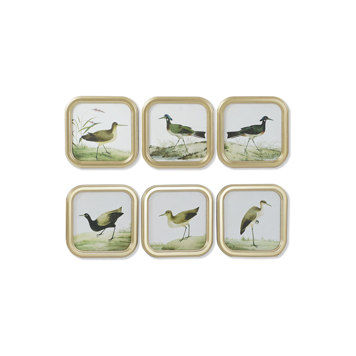 Quadro DKD Home Decor Uccelli Cottage 30 x 2 x 30 cm (6 Unità)