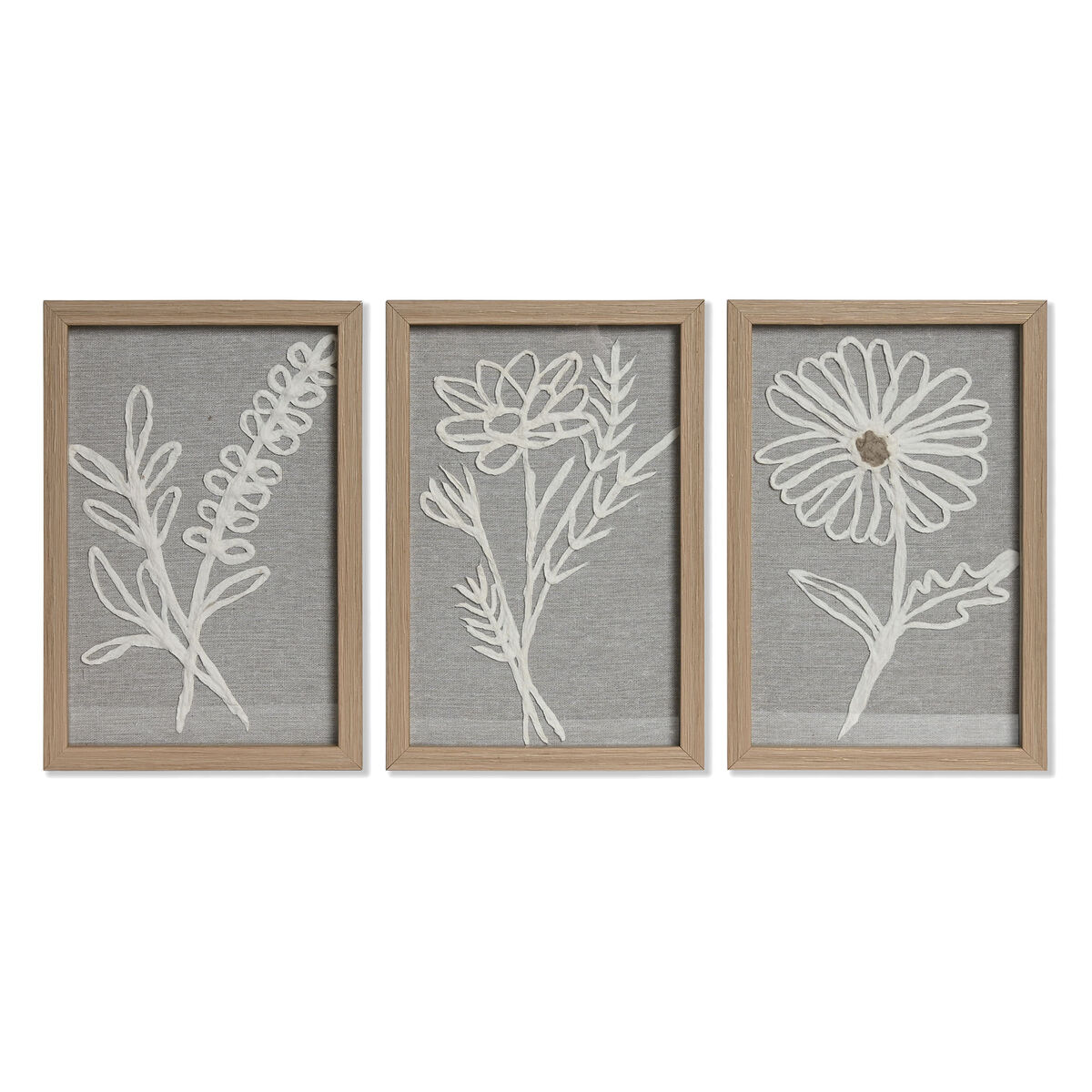 Set di 3 quadri Home ESPRIT Fiore Shabby Chic 20 x 2 x 30 cm (3 Pezzi)