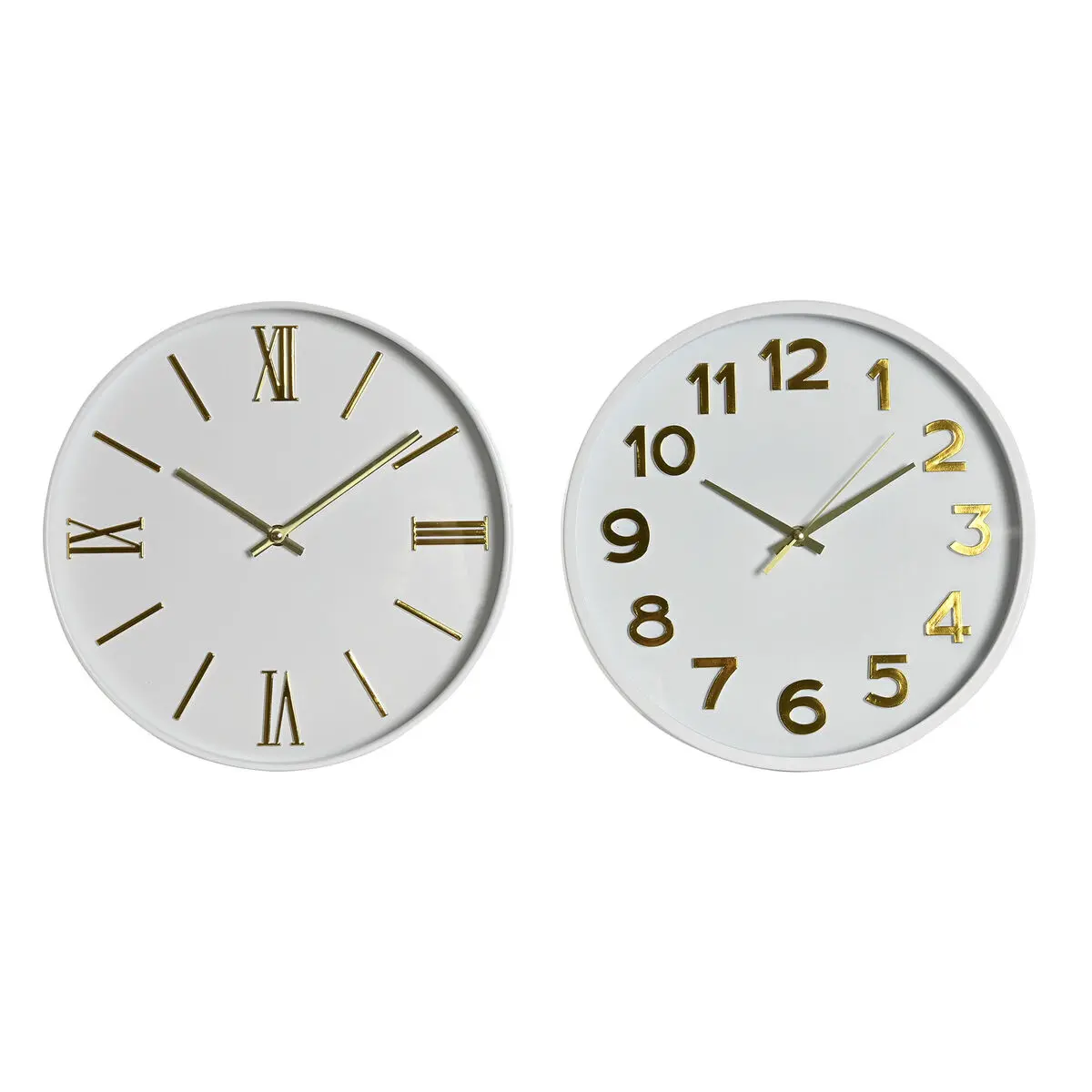 Orologio da Parete Home ESPRIT Bianco Dorato PVC 30 x 4 x 30 cm (2 Unità)