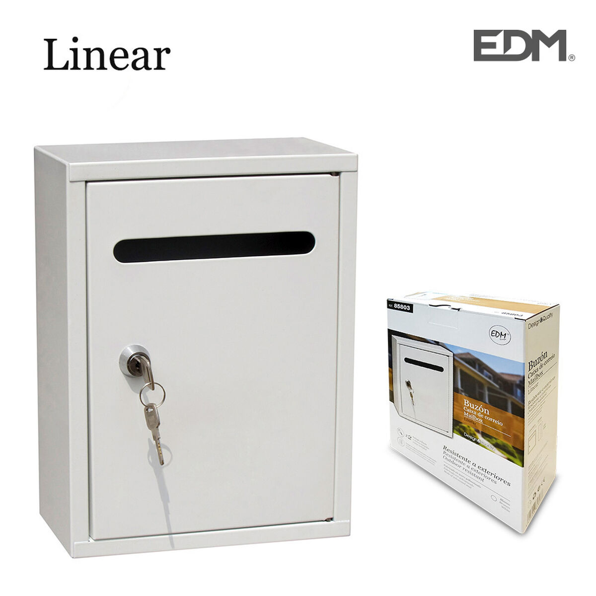 Cassetta della posta EDM Linear 26 x 20 x 7,5 cm Acciaio Bianco