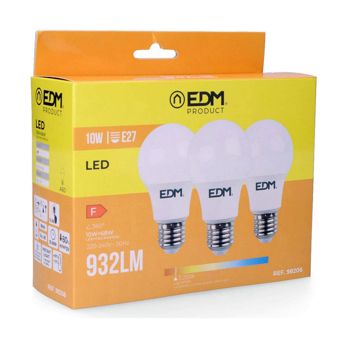 Lampadina LED EDM E27 10 W F 810 Lm (3200 K)