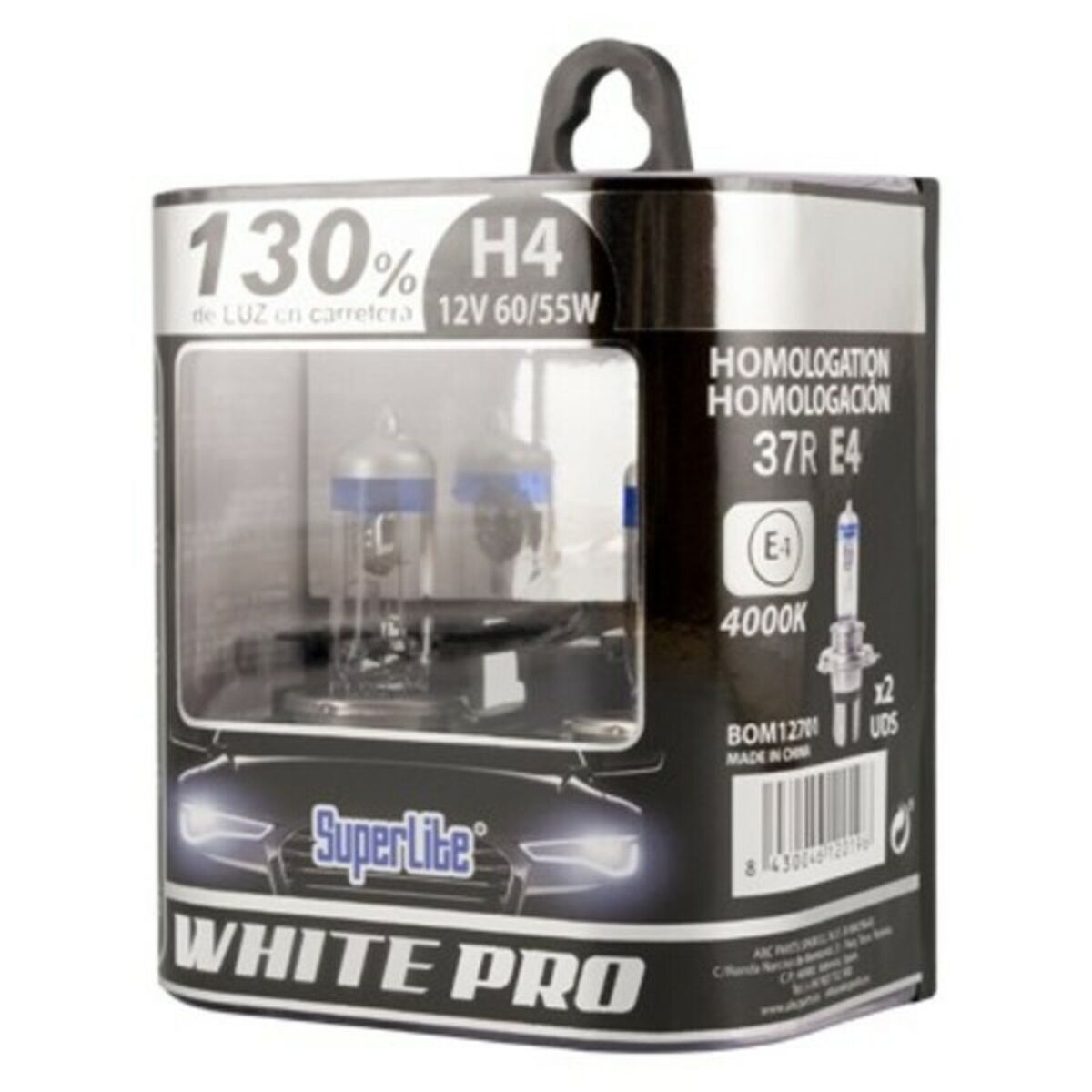 Lampadina per Auto Superlite White Pro H4 12V 55/60W 4000K 37R/E4
