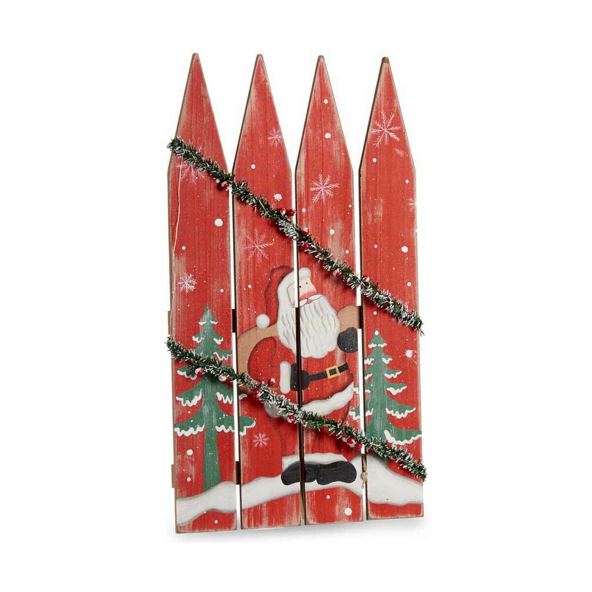 Insegna Babbo Natale Recinto 34,7 x 4 x 60 cm Rosso Bianco Verde Plastica Legno MDF