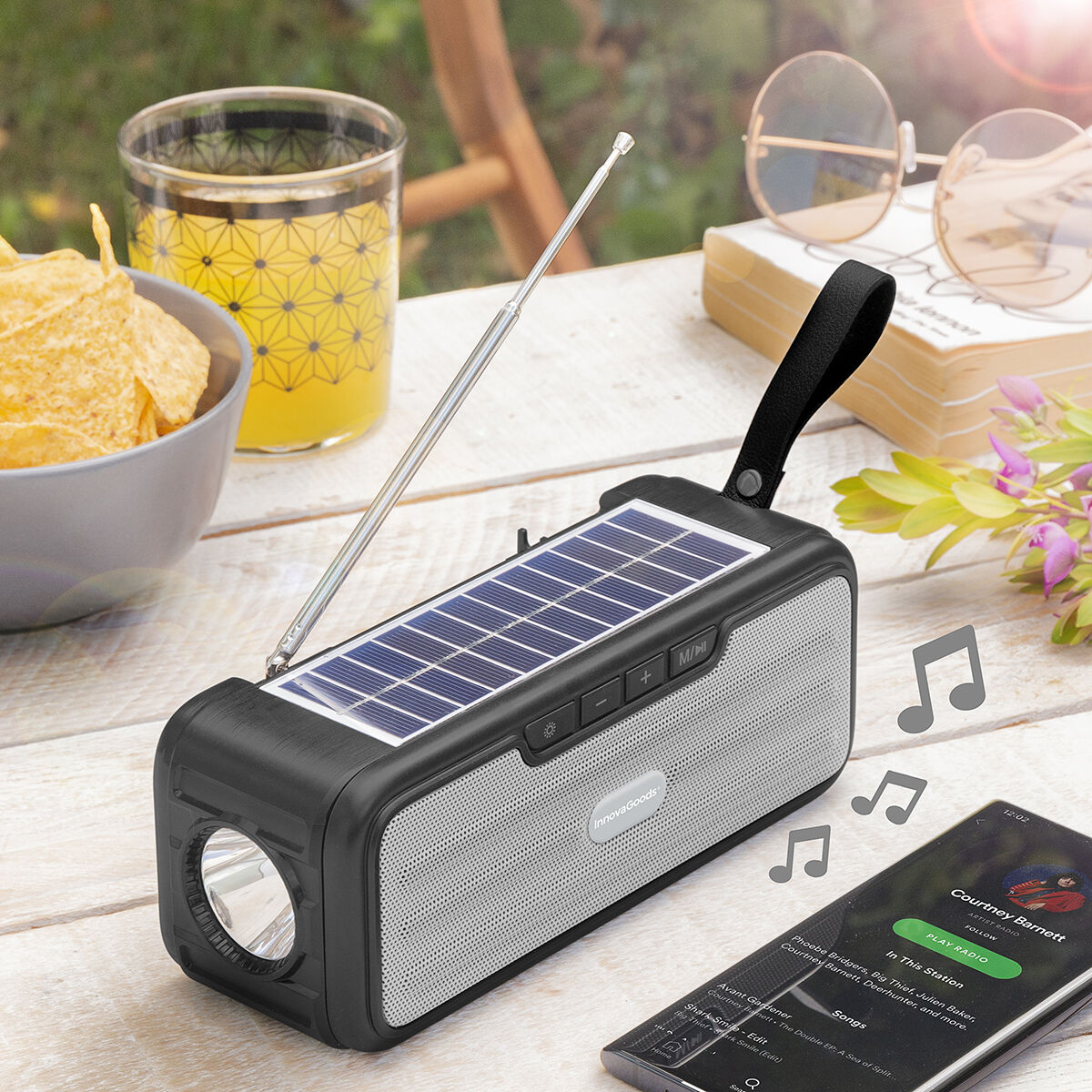 Altoparlante Wireless con Ricarica a Luce Solare e Torcia a LED Sunker InnovaGoods