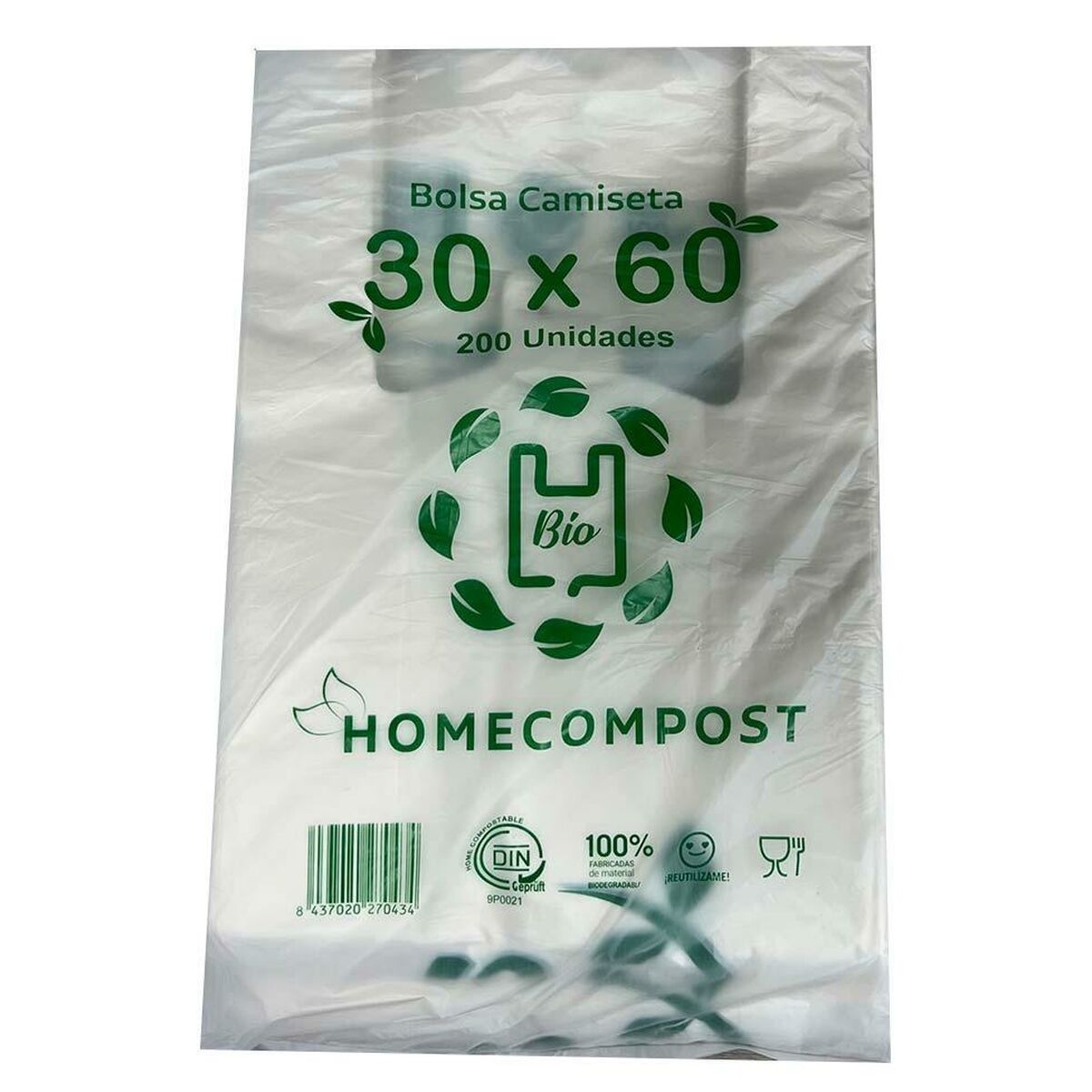 Shopping Bag 200 Unità Biodegradabile Bianco 30 x 60 cm
