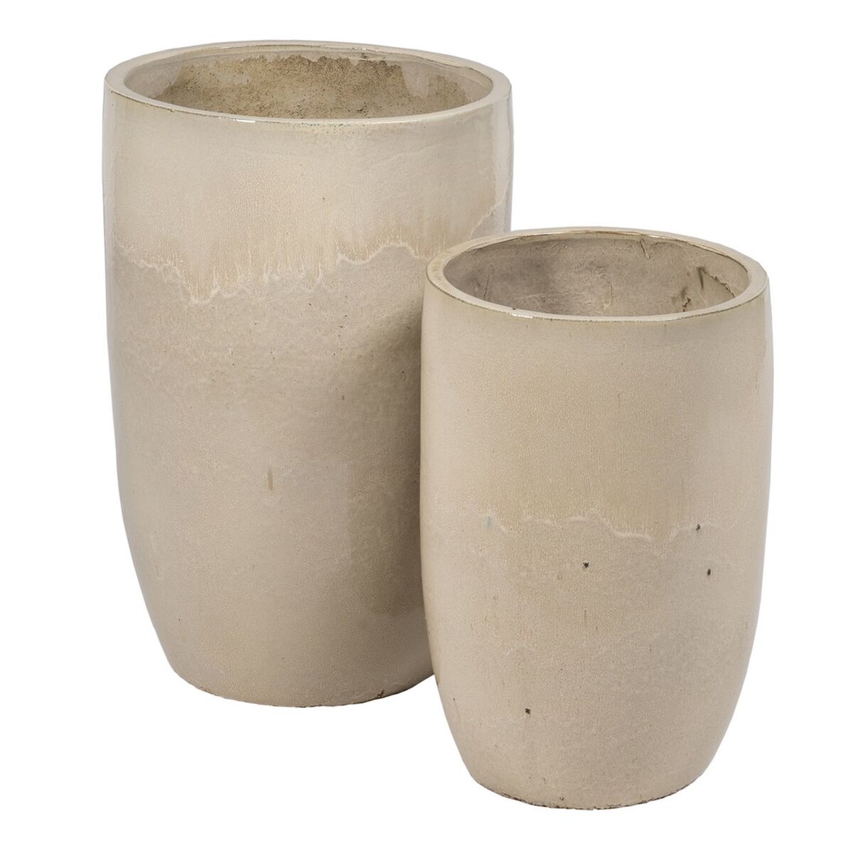 Vaso Crema Ceramica 52 x 52 x 80 cm (2 Unità)