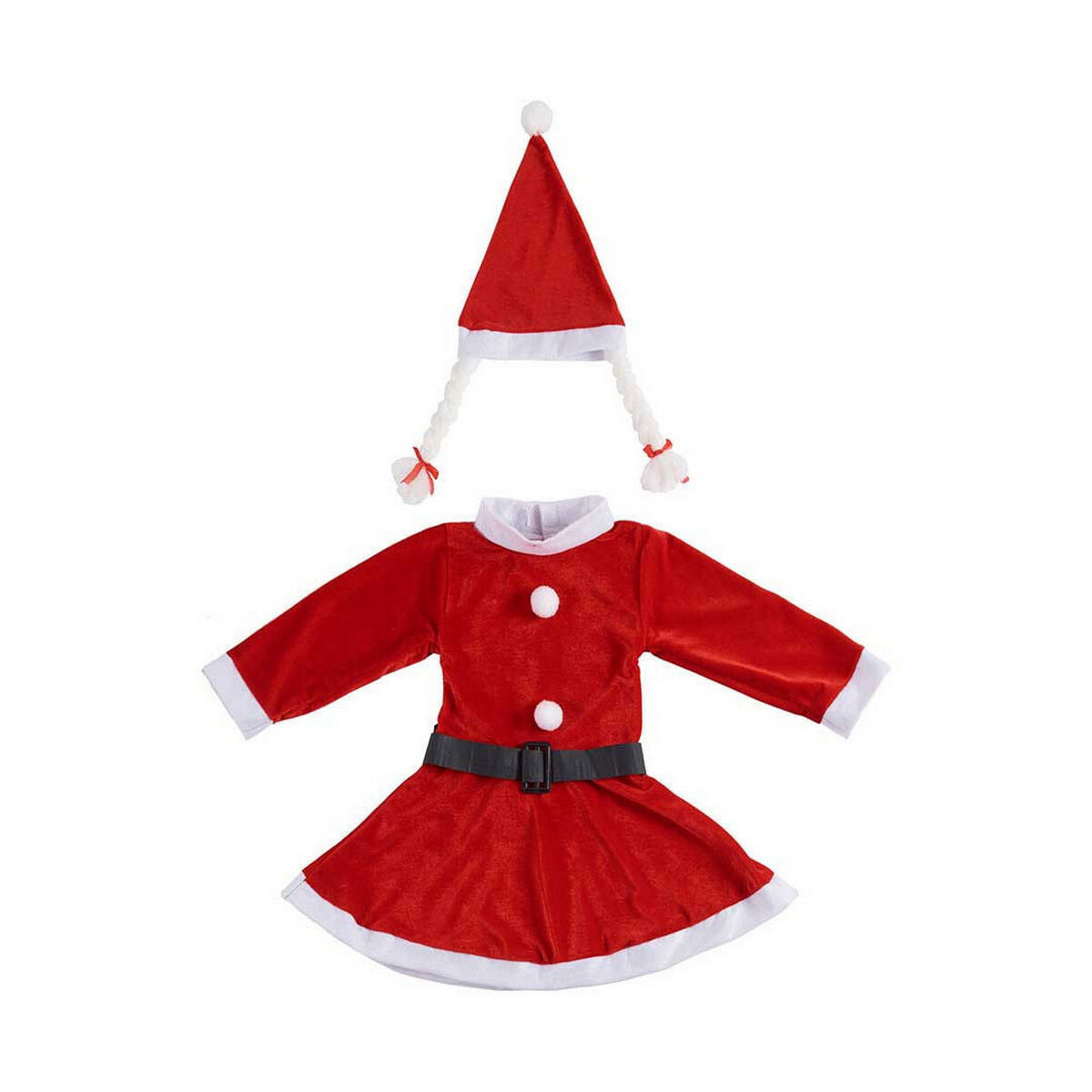 Costume per Bambini Mamma Natale 4-6 anni Rosso Bianco