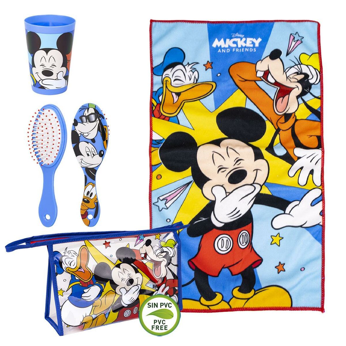 Set da Bagno da Viaggio per Bambini Mickey Mouse 4 Pezzi Azzurro
