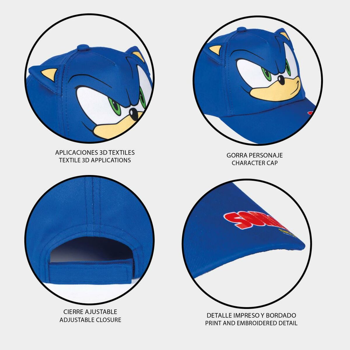 Cappellino per Bambini con Orecchie Sonic Azzurro