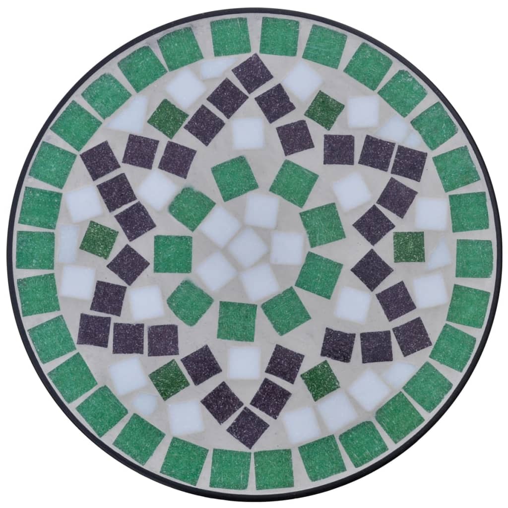 vidaXL Tavolino per Piante con Mosaico Verde e Bianco