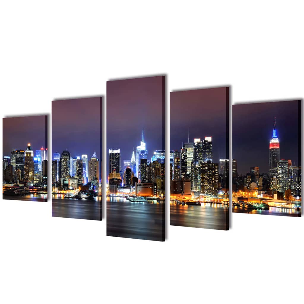 vidaXL Set Stampa su Tela da Muro Panorama New York a Colori 200x100cm