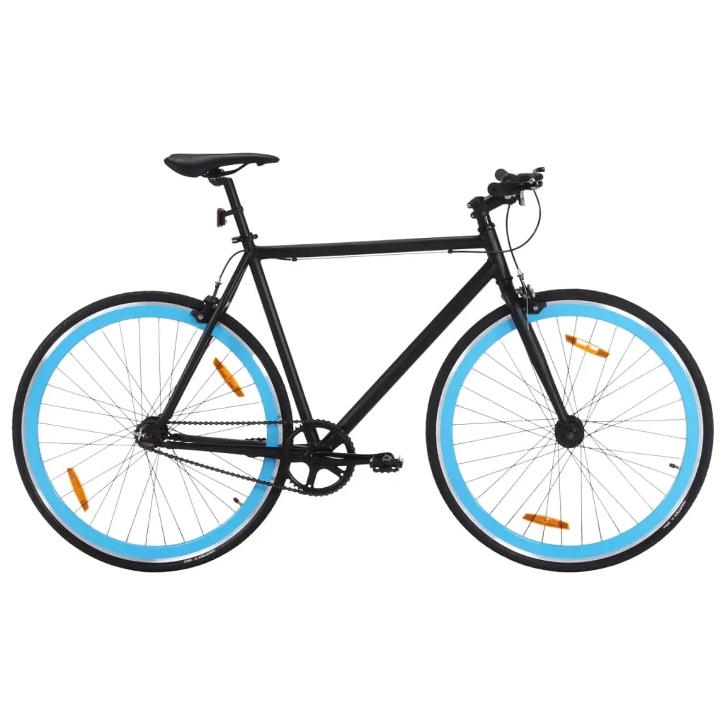 Bicicletta a Scatto Fisso Nera e Blu 700c 55 cm