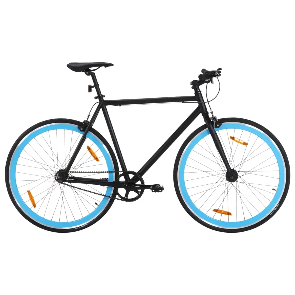 Bicicletta a Scatto Fisso Nera e Blu 700c 59 cm