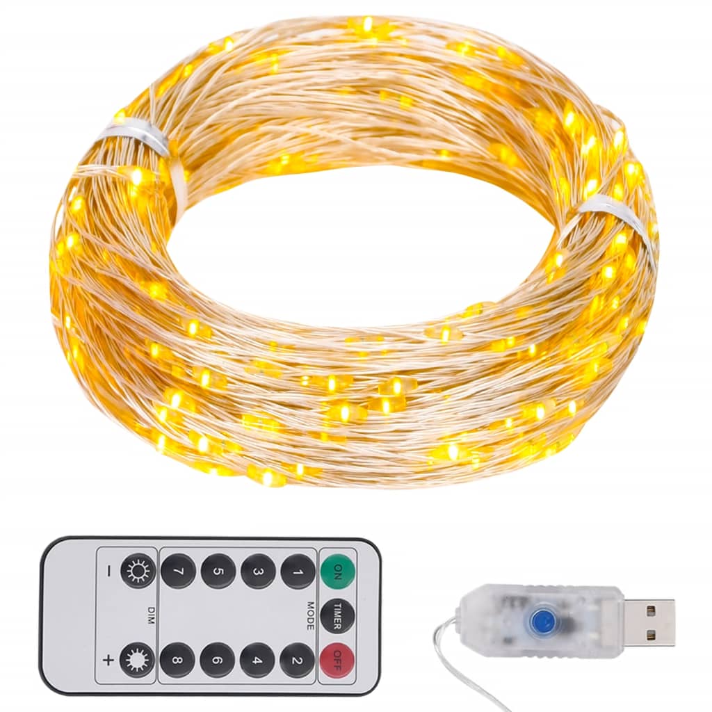 vidaXL Stringa LED con 150 Luci LED Bianco Caldo 15 m PVC