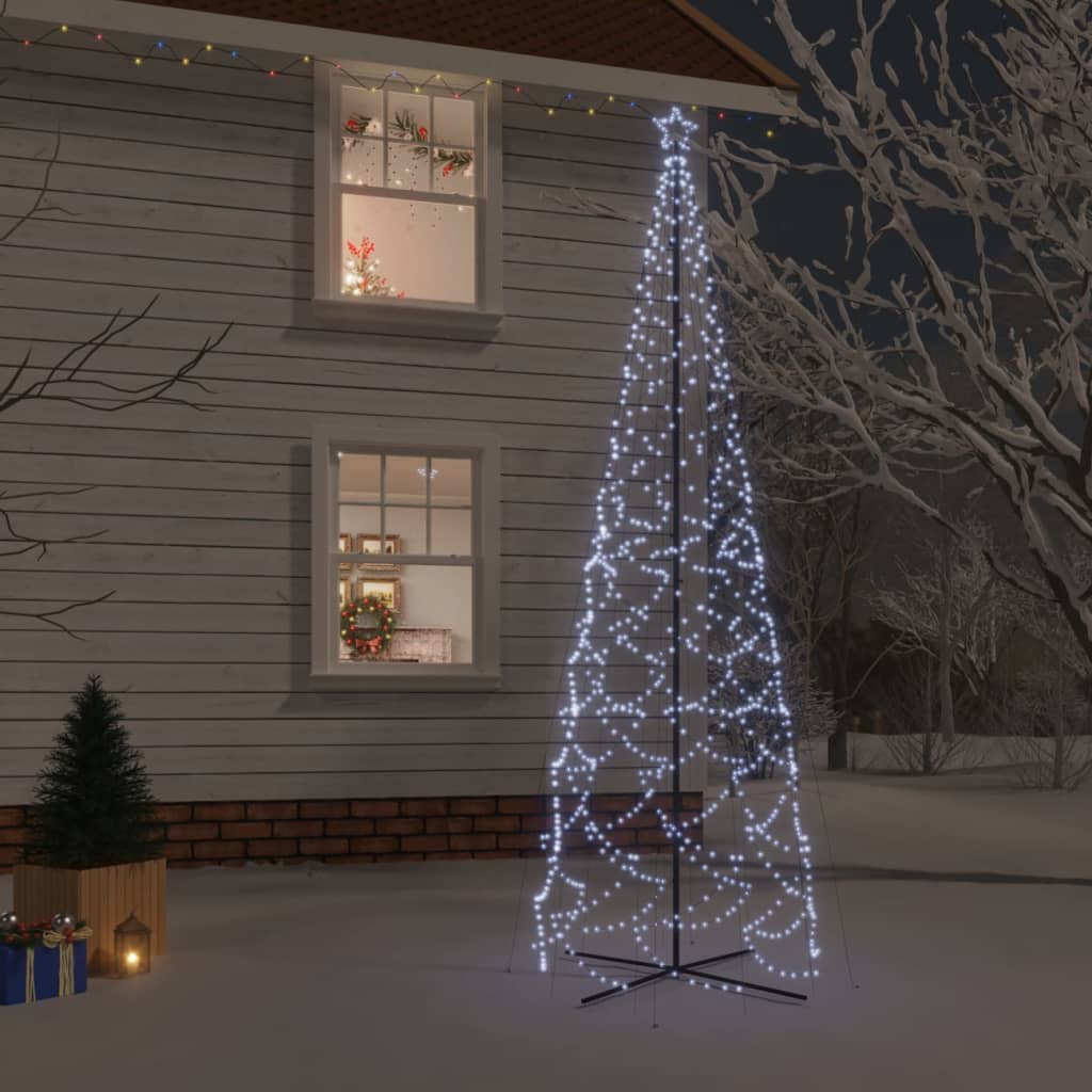 vidaXL Albero di Natale a Cono Bianco Freddo 1400 LED 160x500 cm