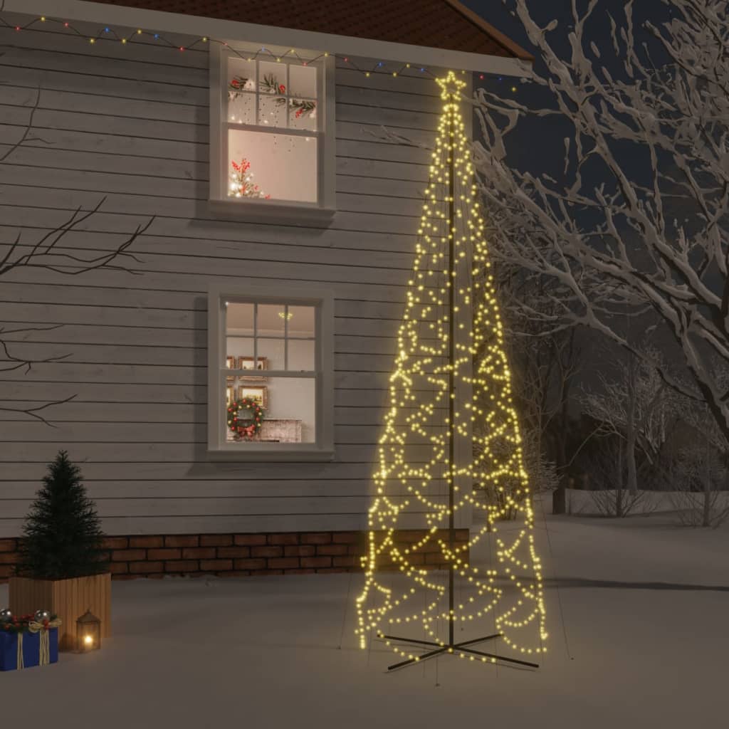 vidaXL Albero di Natale a Cono Bianco Caldo 1400 LED 160x500 cm