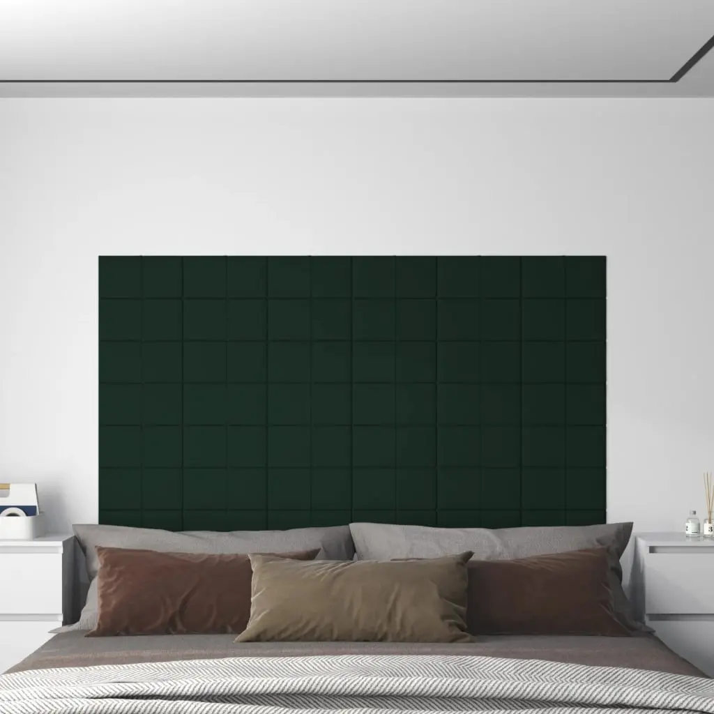 Pannelli Murali 12 pz Verde Scuro 30x15 cm Velluto 0,54 m²