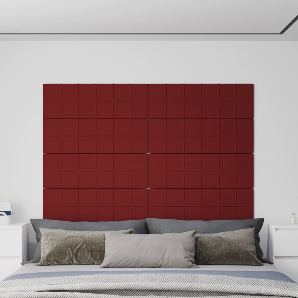 vidaXL Pannelli Murali 12 pz Rosso Vino 90x30 cm in Tessuto 3,24 m²