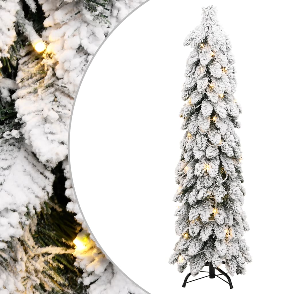 vidaXL Albero di Natale Artificiale con 80 LED e Neve Floccata 150 cm