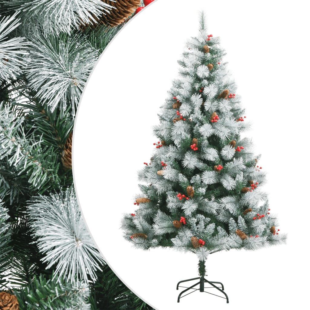 vidaXL Albero Natale Artificiale Incernierato con Pigne e Bacche 180cm